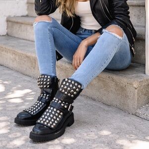 Marc By Marc Jacobs Black Studded Leather Combat Boots